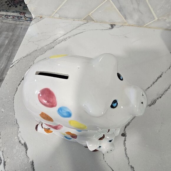 Stacked Polka Dot Piggy Bank Figurine pile if pigs cute vintage - Picture 10 of 15